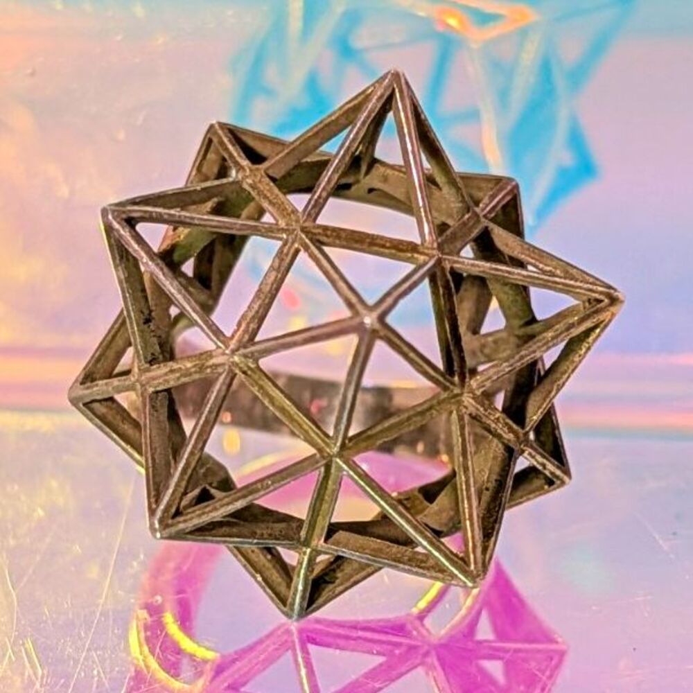 Verahedra Brevard 925 Sterling Silver Sacred Geometry Star Ring Size 8 11g